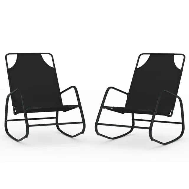 Chaises longues à bascule 2 pcs Noir Acier et textilène
