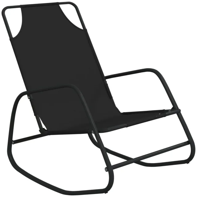 Chaises longues à bascule 2 pcs Noir Acier et textilène