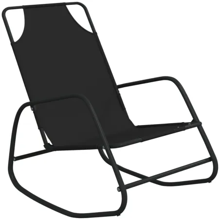 Chaises longues à bascule 2 pcs Noir Acier et textilène