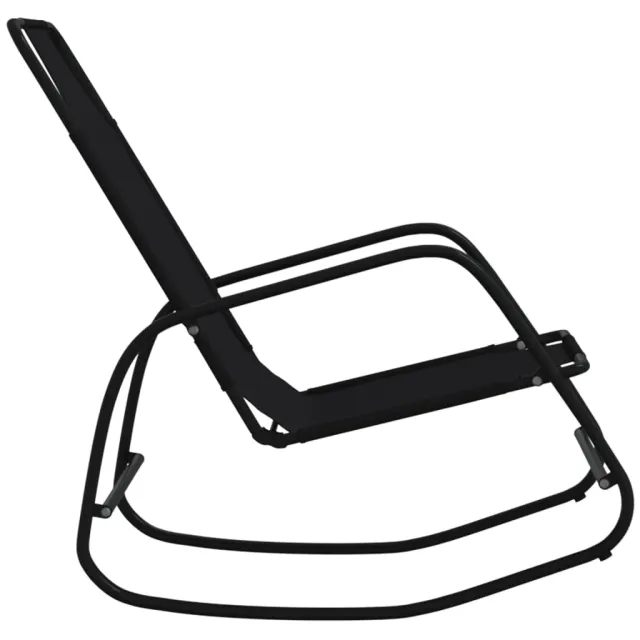 Chaises longues à bascule 2 pcs Noir Acier et textilène