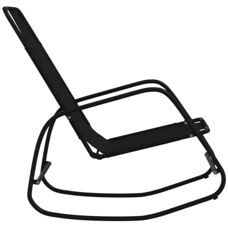 Chaises longues à bascule 2 pcs Noir Acier et textilène