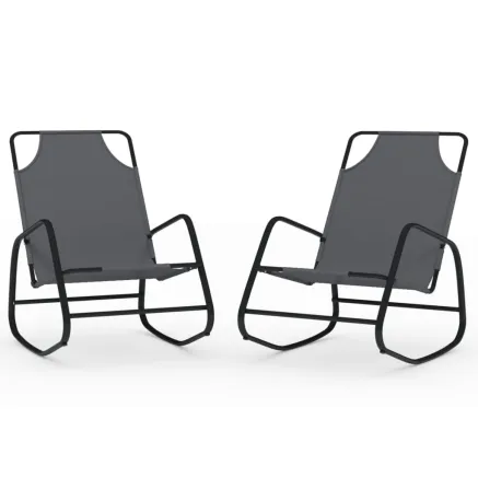 Chaises longues à bascule 2 pcs Gris Acier et textilène 2