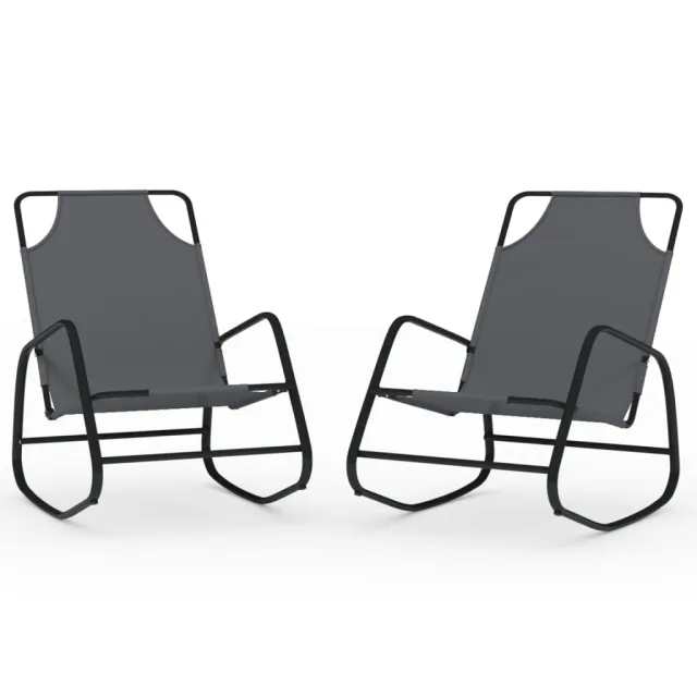 Chaises longues à bascule 2 pcs Gris Acier et textilène