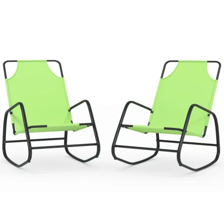Chaises longues à bascule lot de 2 vert acier et textilène