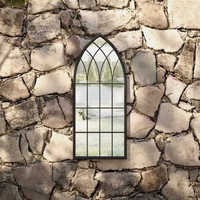 Miroir de jardin Noir 70x30 cm Fer pour utilisation extérieure