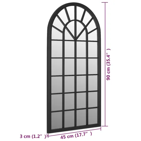 Miroir de jardin Noir 90x45 cm Fer pour utilisation extérieure