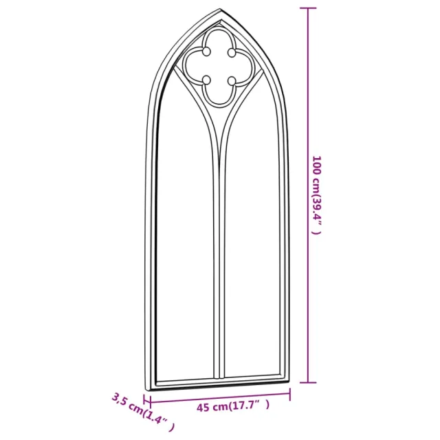 Miroir de jardin Noir 100x45 cm Fer pour utilisation extérieure