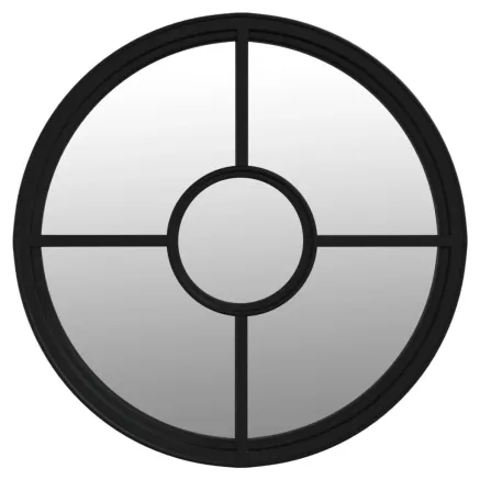 Miroir de jardin Noir 40x4 cm Fer Rond utilisation extérieure 2