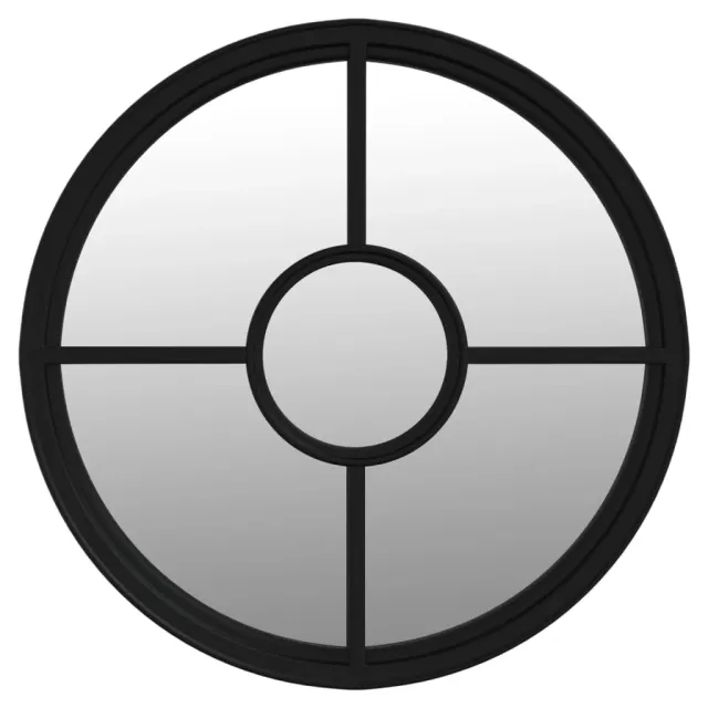 Miroir de jardin Noir 40x4 cm Fer Rond utilisation extérieure