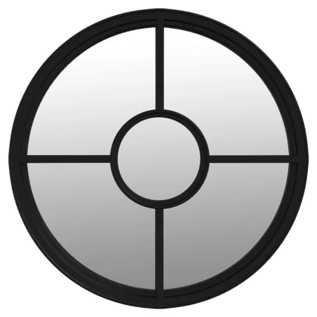 Miroir de jardin Noir 40x4 cm Fer Rond utilisation extérieure