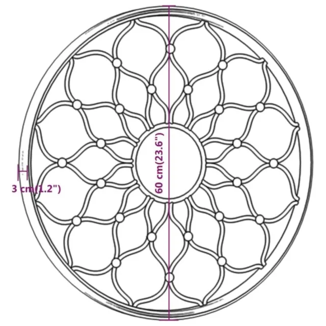 Miroir de jardin Noir 60x3 cm Fer Rond utilisation extérieure