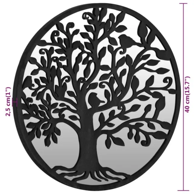 Miroir de jardin Noir 40x2,5 cm Fer Rond utilisation extérieure