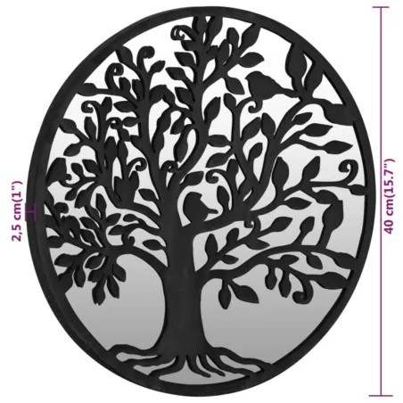 Miroir de jardin Noir 40x2,5 cm Fer Rond utilisation extérieure