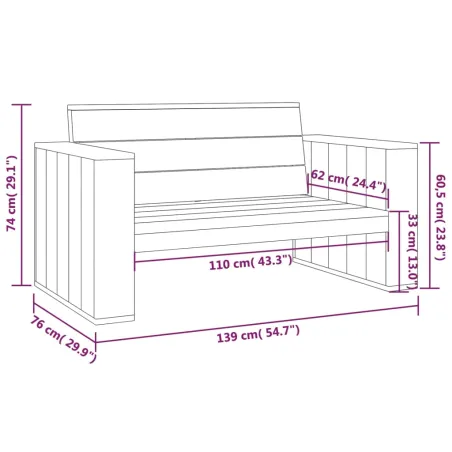 Banc de jardin 139 cm bois de pin imprégné