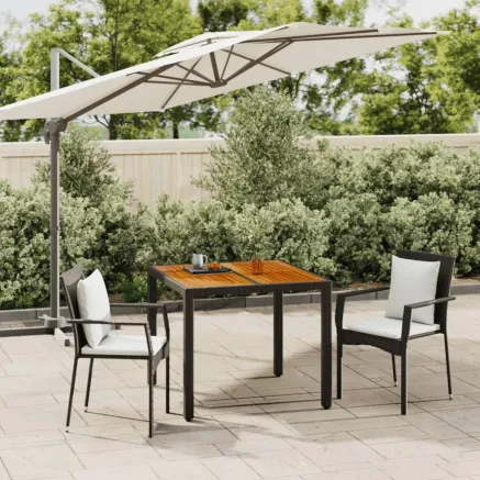 Ensemble à manger de jardin avec coussins 3 pcs Noir