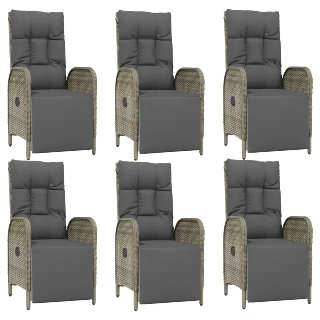 Ensemble à manger jardin et coussins 7 pcs gris rotin