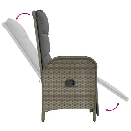 Ensemble à manger jardin et coussins 7 pcs gris rotin