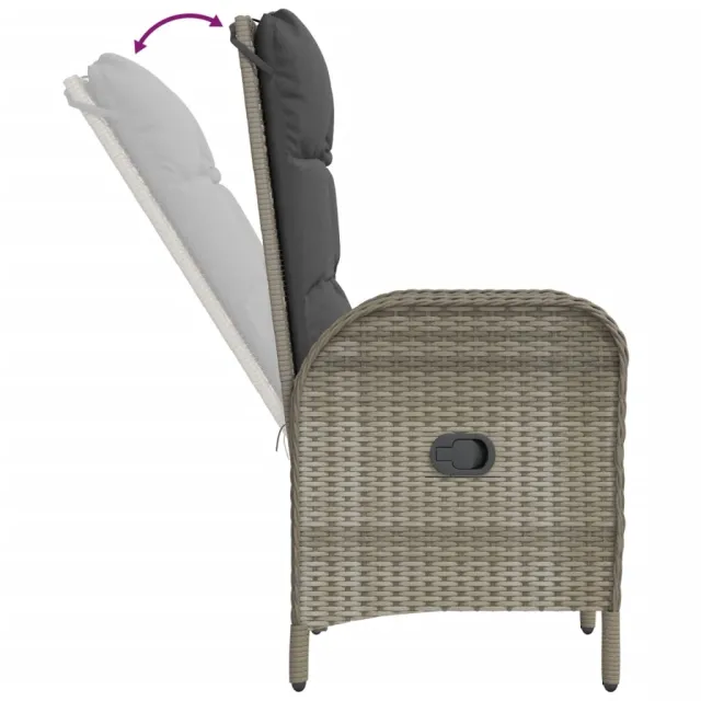 Ensemble à manger jardin et coussins 7 pcs gris rotin
