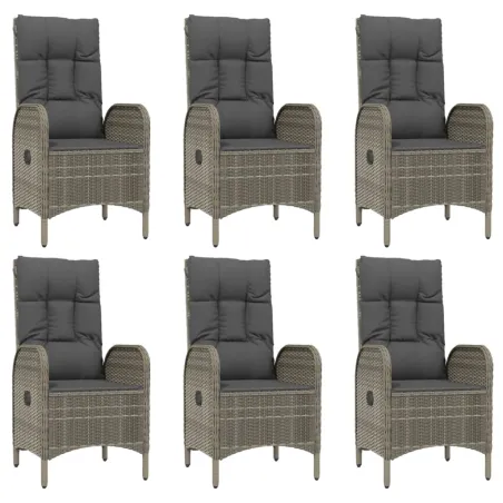 Ensemble à manger de jardin 9 pcs coussins gris résine tressée