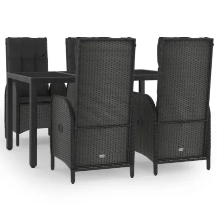 Ensemble à manger de jardin coussins 5pcs Noir Résine tressée 2