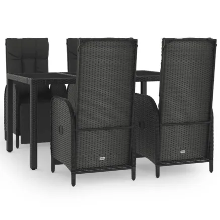 Ensemble à manger de jardin coussins 5pcs Noir Résine tressée 2
