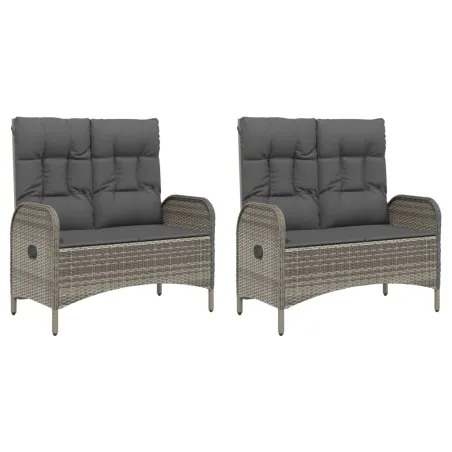 Ensemble à manger de jardin 5 pcs coussins gris résine tressée