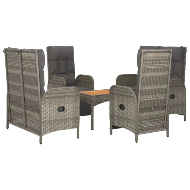 Ensemble à manger de jardin 5 pcs coussins gris résine tressée