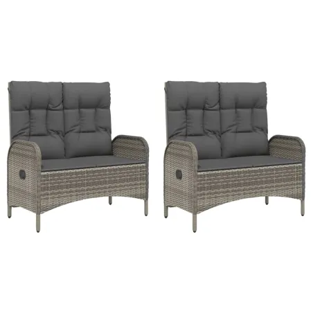 Ensemble à manger de jardin 5 pcs coussins gris résine tressée