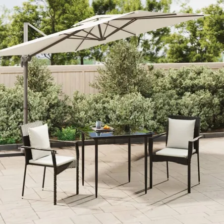 Ensemble à manger de jardin avec coussins 3 pcs Noir