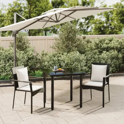 Ensemble à manger de jardin avec coussins 3 pcs Noir