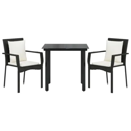 Ensemble à manger de jardin avec coussins 3 pcs Noir