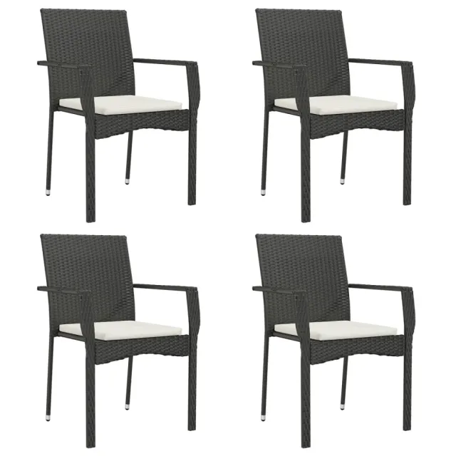 Ensemble à manger de jardin coussins 5pcs Noir Résine tressée