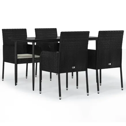 Ensemble à manger de jardin coussins 5pcs Noir Résine tressée 2