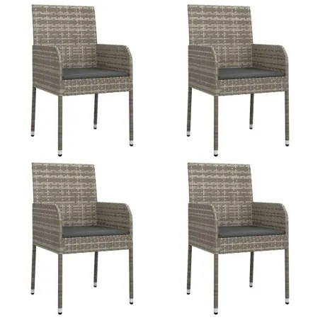 Ensemble à manger de jardin coussins 5 pcs noir et gris