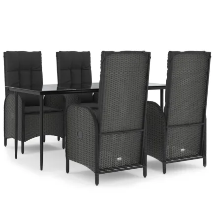 Ensemble à manger de jardin coussins 5pcs Noir Résine tressée 2