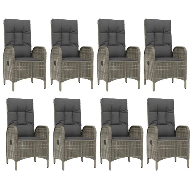 Ensemble à manger de jardin 9pcs et coussins noir et gris