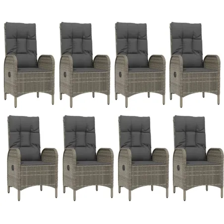 Ensemble à manger de jardin 9pcs et coussins noir et gris