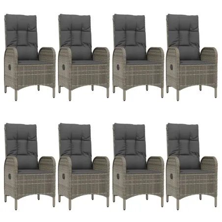 Ensemble à manger de jardin 9pcs et coussins noir et gris