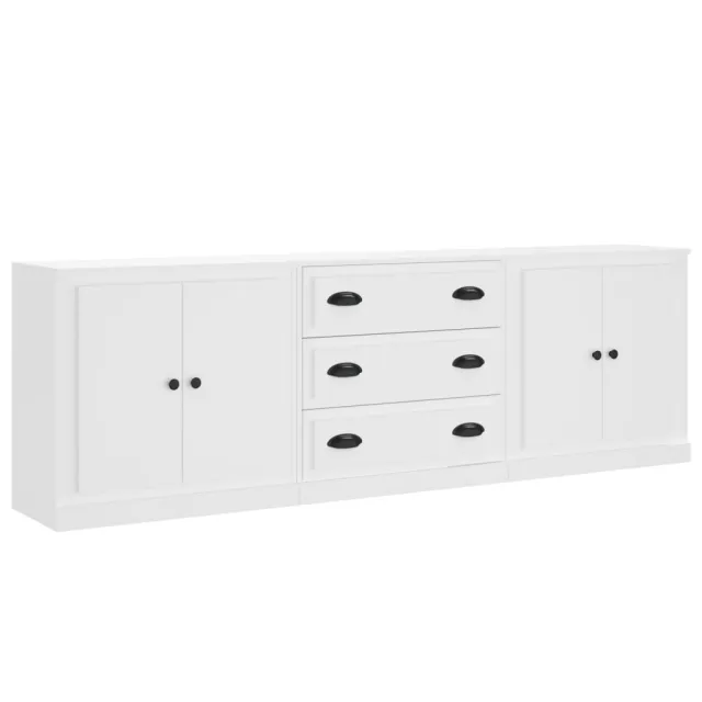 Buffets 3 pcs Blanc Bois d'ingénierie