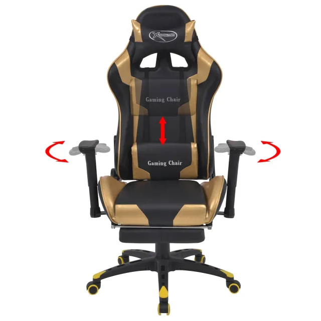 Chaise de Gaming Doré 70 x 71 x 136 cm Simili cuir