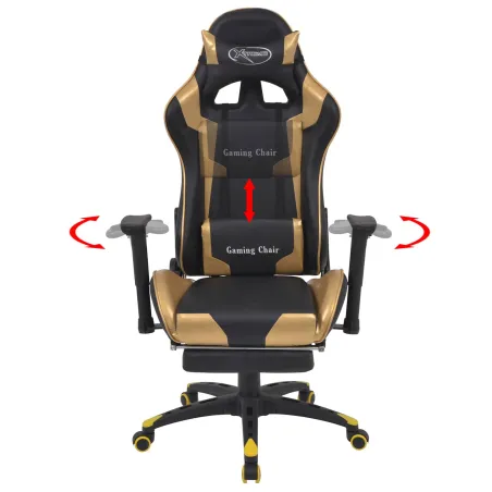 Chaise de Gaming Doré 70 x 71 x 136 cm Simili cuir