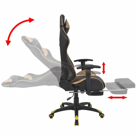 Chaise de Gaming Doré 70 x 71 x 136 cm Simili cuir