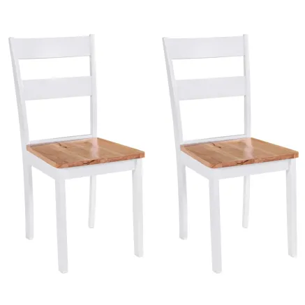 Chaises à manger lot de 2 blanc bois hévéa massif