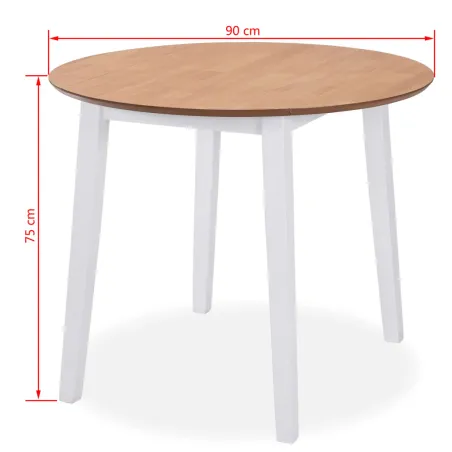 Ensemble de salle à manger 5 pcs MDF et hévéa Blanc