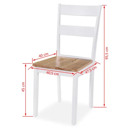 Ensemble de salle à manger 5 pcs MDF et hévéa Blanc