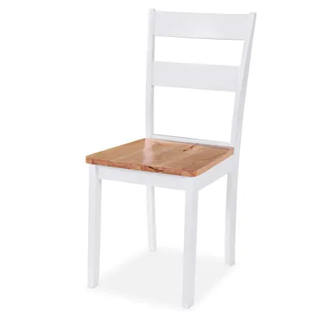 Chaises à manger lot de 6 blanc bois d'hévéa massif