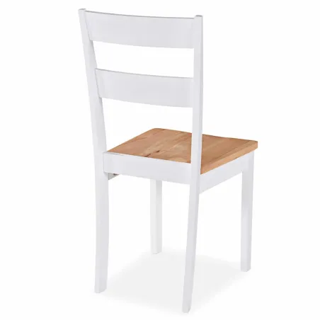 Chaises à manger lot de 6 blanc bois d'hévéa massif