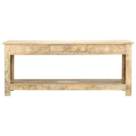 Table basse peinte à main 110x50x45 cm Bois de manguier massif 2