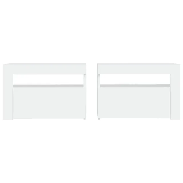 Tables de chevet 2 pcs avec LED Blanc 60x35x40 cm
