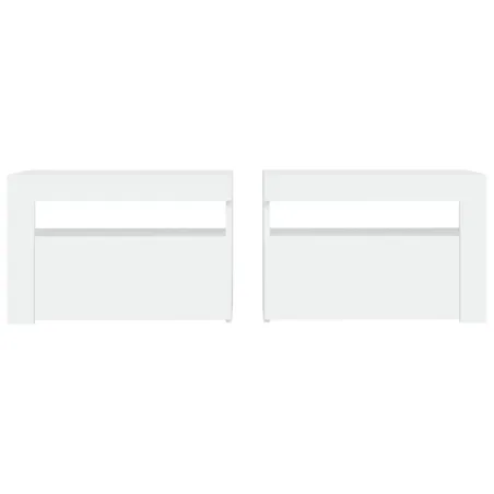 Tables de chevet 2 pcs avec LED Blanc 60x35x40 cm